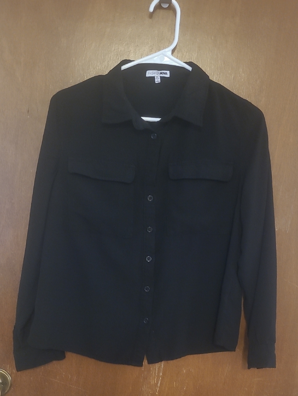 Fashion Nova Black Button-Front Shirt